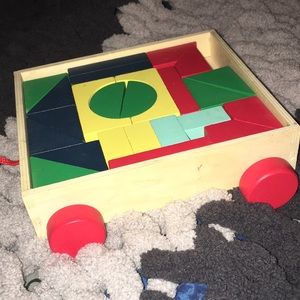 Wooden Building blocks & cart